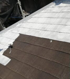 岡山県井原市　H様邸　屋根塗装・外壁塗装　屋根の下塗り　縁切り、タスペーサーとは (2)