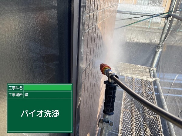 岡山県笠岡市・アパート　外壁塗装　バイオ洗浄を行いました！3