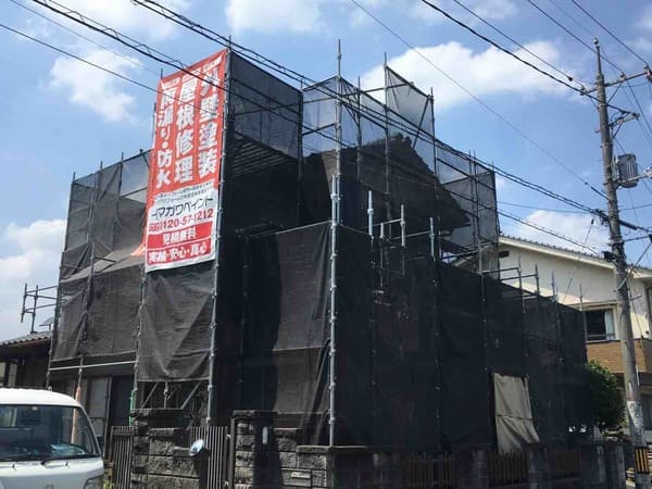 広島県福山市_屋根塗装_足場
